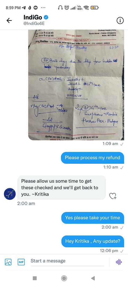 ArpitEditsTW's tweet photo. Tomorrow morning is my flight and I have cancelled the flight due medical issues . I am waiting for the reply from yesterday. Worst service ever, I will never travel with indigo again @IndiGo6E https://t.co/0DmTsyRsUS
