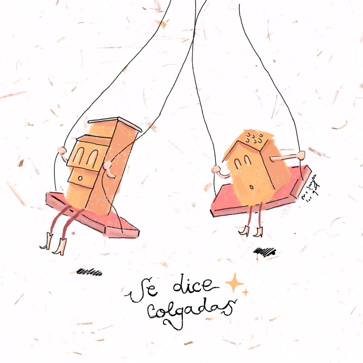 Se dice colgadas! O era Colgantes? Me estreno en Twitter con mi última ilustración 😊 Espero que os mole 🤞✨