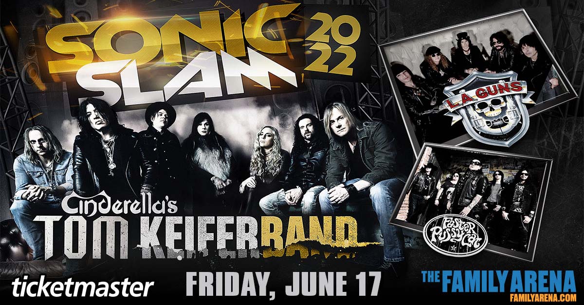 KSHE95's tweet image. JUST ANNOUNCED: KSHE 95 welcomes Sonic Slam featuring Cinderella’s @tomkeifermusic Band with @laguns and @fasterpussycat to @TheFamilyArena on Friday, June 17th! Tickets on sale this Friday at 10am --&amp;gt; bit.ly/3mUoXOC