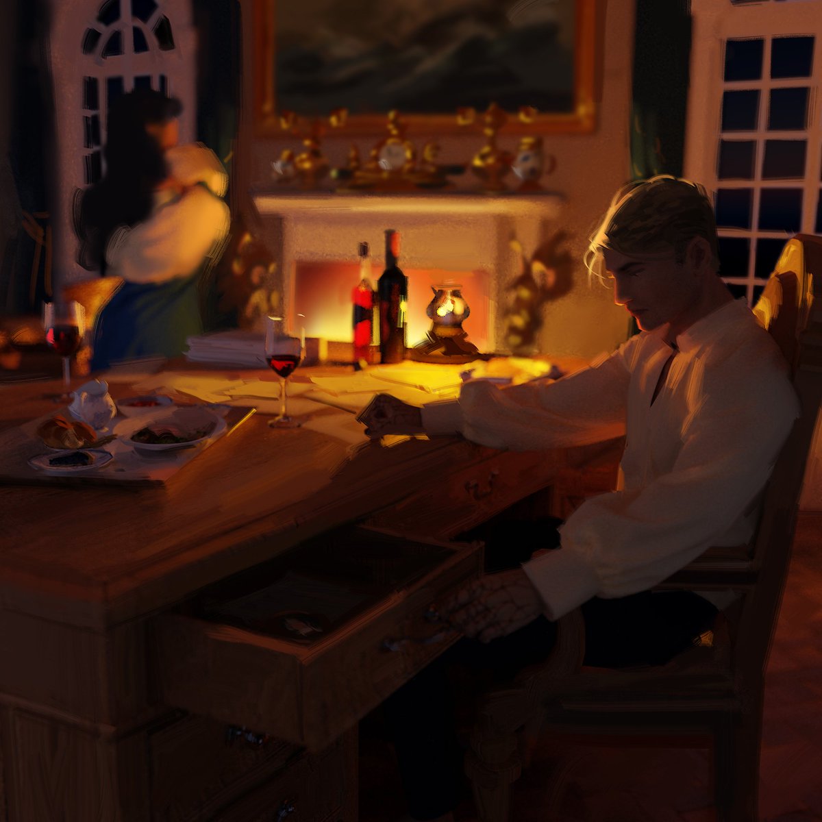 Morning Doodle: "When he’d told Alina, she’d reassured him, said he would still make a great king. Zoya would offer no such kindness. But still he unlocked the top of his desk and removed the miniature his mother had passed along to him." Leigh Bardugo's King of Scars CH 6