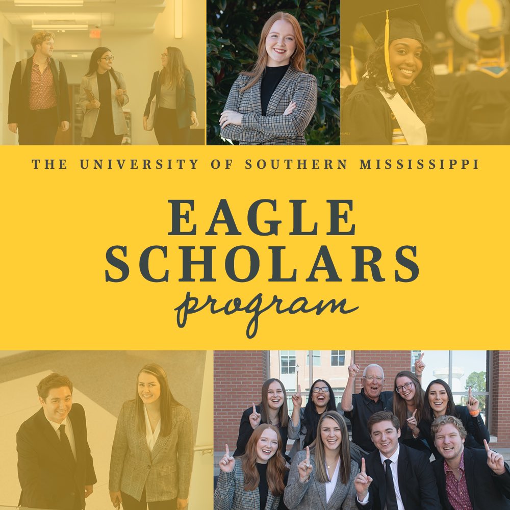 Are you searching for a scholarship that also provides a sense of community and leadership development programming? Consider applying for the Eagle Scholars Program! For more information, visit usm.edu/eaglescholars and apply today!! Deadline is February 15, 2022.