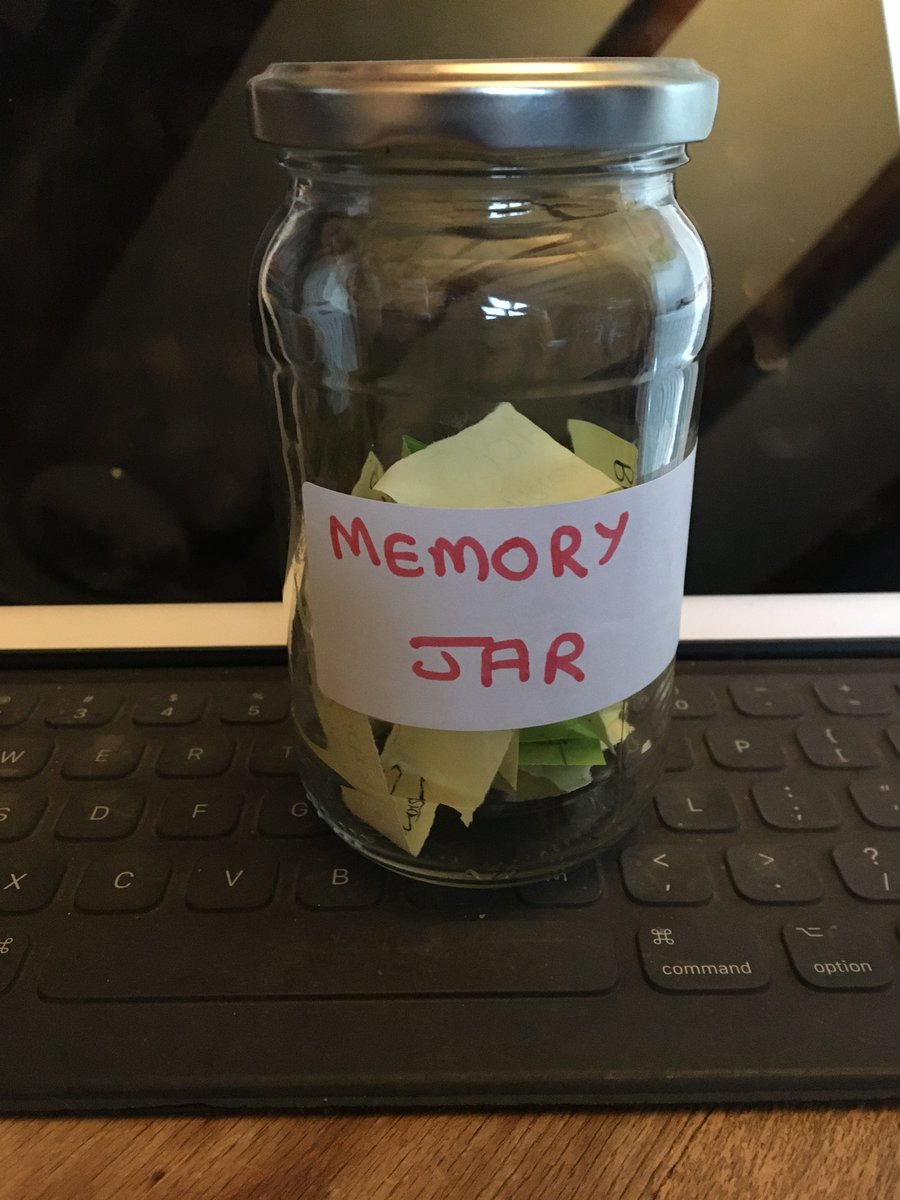vikkibrooks_VA's tweet photo. We all have a tendency to focus on the negatives & some of the really important positives seem to get a little lost. A really useful way of keeping track of positives is a #MemoryJar. Thanks to this tip from @karenarmi, I keep my jar to hand for when i'm feeling a bit negative https://t.co/j5R5hwNuGV