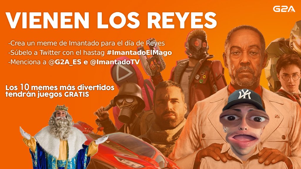 imantadotv's tweet photo. ¡QUE VIENEN LOS REYES! 👑

Premios:
🔹10 Juego gratis PC
🔸10 Ganadores

▶️ Crea un divertido meme con temática Reyes Magos de mi
▶️ Postealo con el hastagh #ImantadoElMago mencionando a @imantadotv y @G2A_ES
🔄 RT a este tuit

Los memes se seleccionarán el 6 Enero en directo 😎 https://t.co/H9fl69wqzN