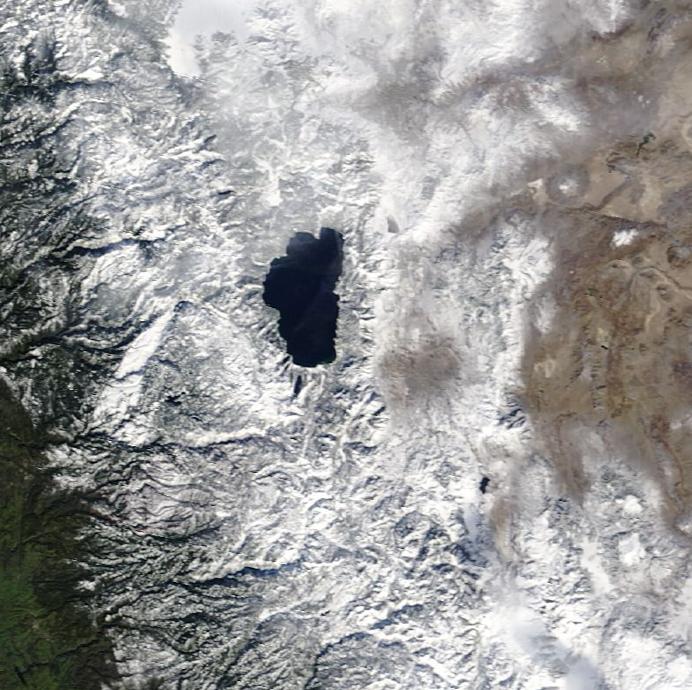 On the left is Lake Tahoe last month and on the right is Tahoe this week. Went from 18% of normal to 147% of normal today.