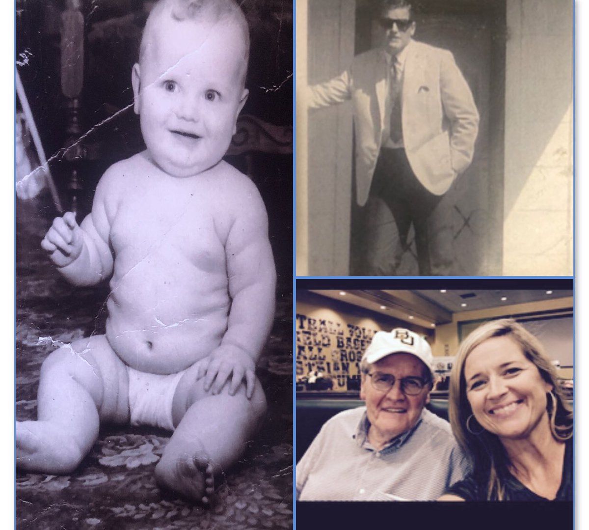 mandymolo's tweet photo. Happy Birthday to the funniest, dearest father around.  At his birth, the doctor asked his mother if they had cows, and if so, they’d better bring in the whole herd.  Love him! https://t.co/FkcvGtRODx