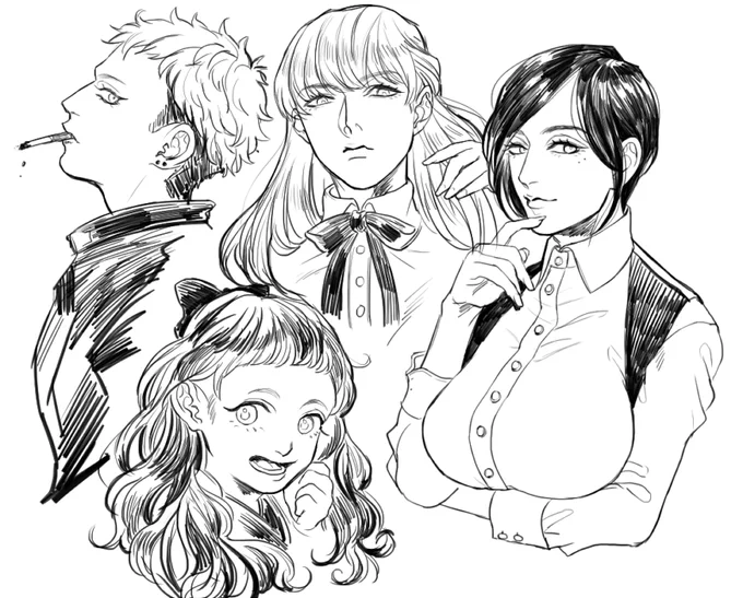 随分前に描いた女性たち。 