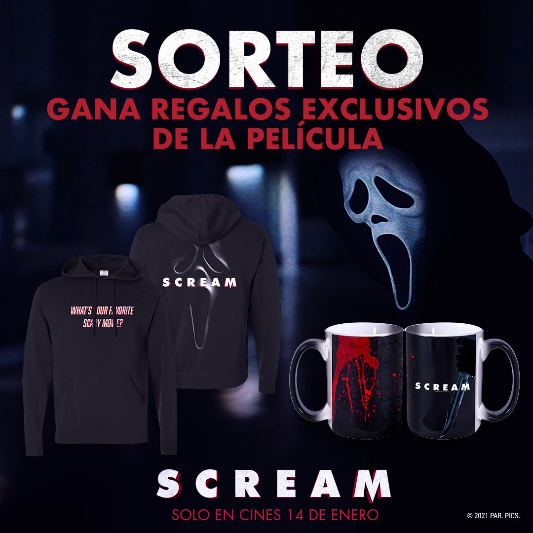 paramount_spain's tweet photo. [SORTEO] 
¿Eres fan de la saga Scream? 
¡Sorteamos 1 pack de merchandising de #ScreamLaPelícula!

 🔪 Síguenos.
 🔪 Dale RT a esta publicación
 🔪 Menciona a 3 personas con las que quieres ir a ver #ScreamLaPelícula.

¡Participa hasta el 16 de enero a las 23:59h! Suerte. 😱 https://t.co/Uv53UyWXNJ