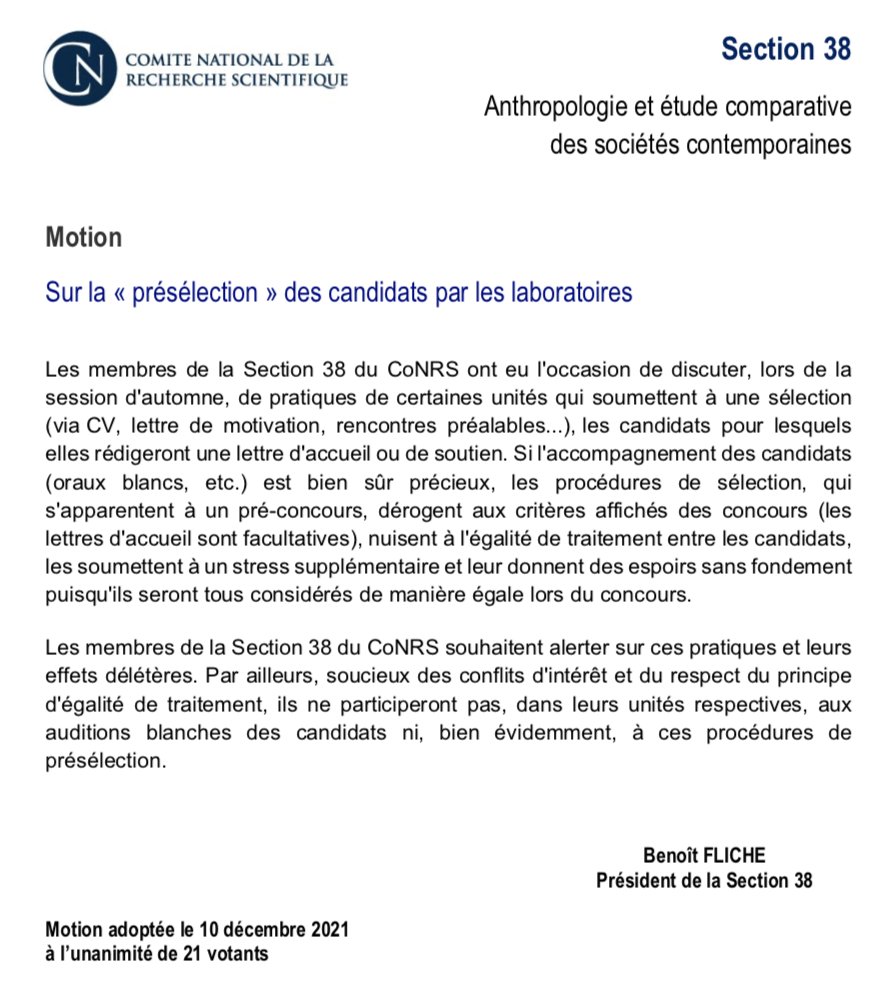 PecqueuxA's tweet photo. #CoNRS #Concours2021 Motion de la section 38 sur le concours CR
Évidemment d'accord s'il y a "présélection" mais ça peut aussi être un sacré accompagnement, scientifique &amp; administratif - notamment pour les personnes peu au fait des codes CNRS... (Et la diffusion semble tardive?) https://t.co/RqzjjGpsDe