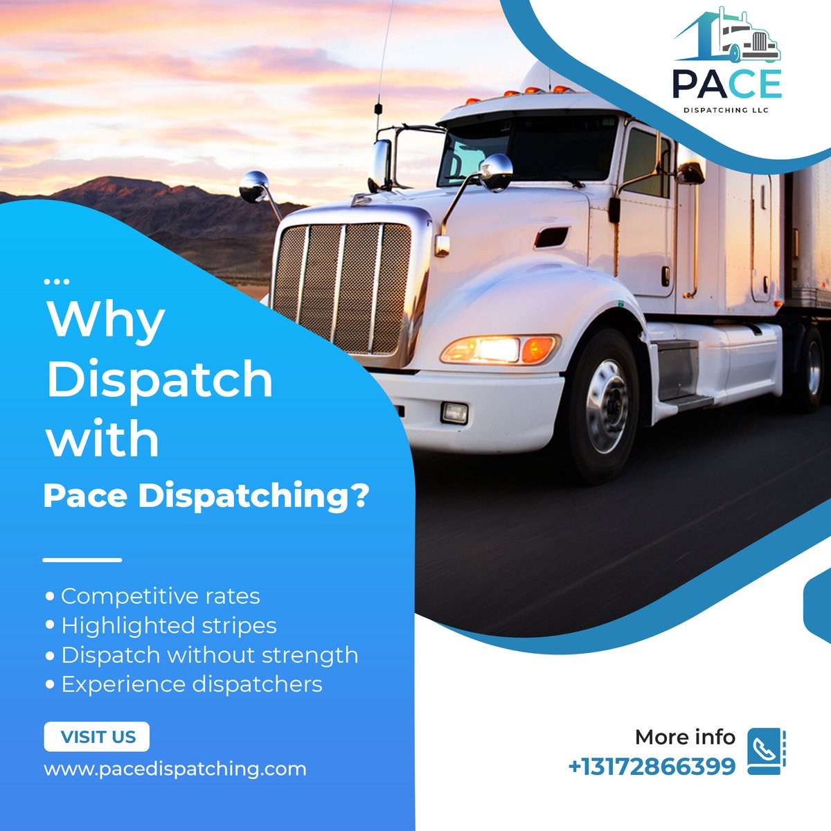 pacelogistic's tweet photo. When you ship your freight using Pace Dispatching, you get unlimited benefits. You can drive in your preferred lane and you can accept or reject loads.
Follow us: @pacedispatching
📞Contact us now: +13172866399
#PaceDispatching #DispacthingServices #trucking #Truckdrivers #truck https://t.co/mRgxKX4qiR
