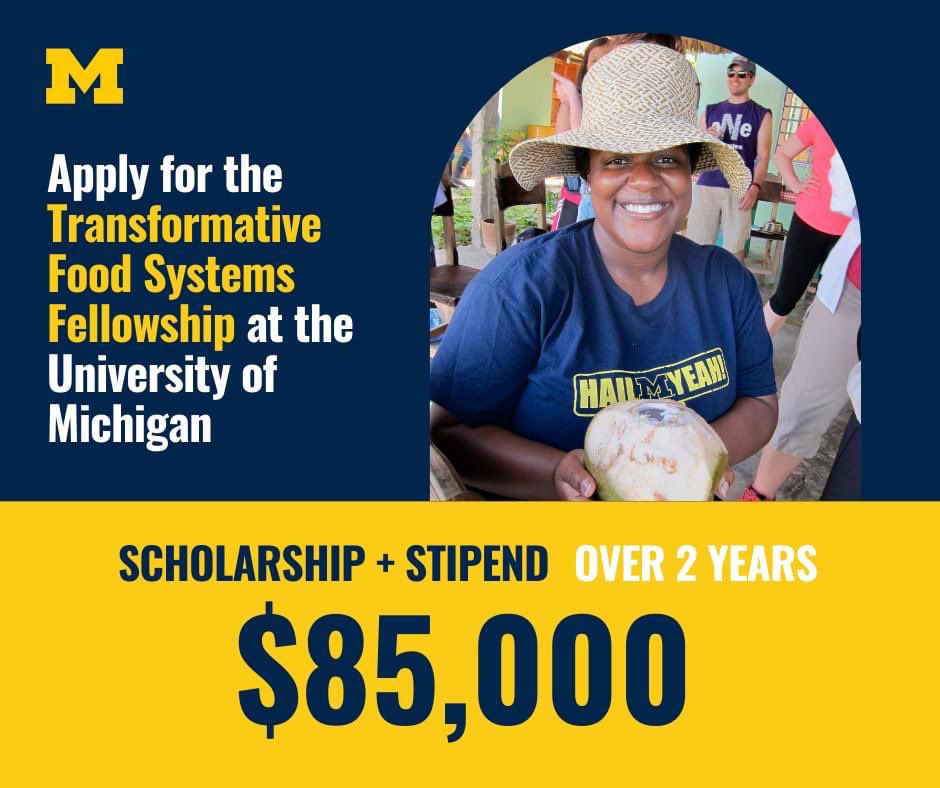 The TFS Fellowship is a two-year opportunity for master’s students who are traditionally underrepresented in food systems studies and careers. Supporting two cohorts of master’s students who enroll in the Fall of 2022 and Fall 2023. (1/2)

APPLY by Jan 31st!