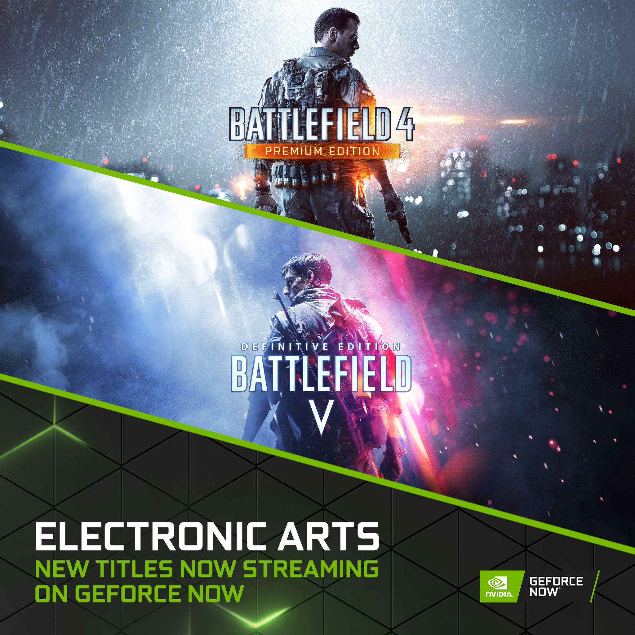 NVIDIA GeForce on X: More games, more devices, more networks, more fun.  🌩️ @NVIDIAGFN adds Battlefield 4 & 5, a 5G boost and a promo on AT&T's  network, plus game streaming coming