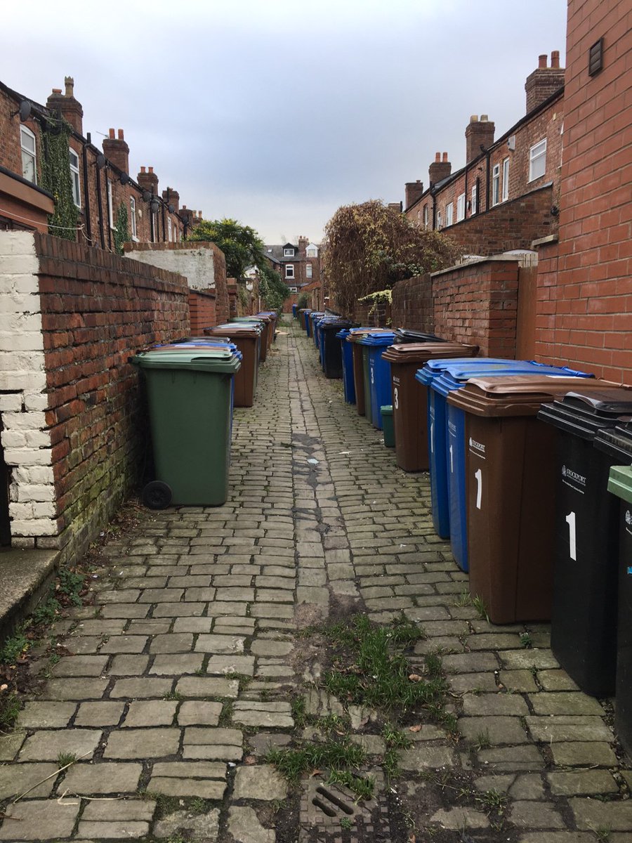 Running down back alleys of bins. Good to be back in the north-west for Christmas.
