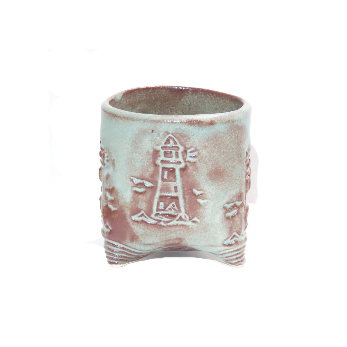 JKCJewelry's tweet photo. Handmade Pottery Lighthouse Cup, Pencil Holder, Rustic Beach Tumbler, Turquoise Brown Jar, House Warming Gift, Beach Lover, Bathroom Décor https://t.co/ukLnK8x3WB #Etsyfinds #pottery #art #ceramics #SmallVase https://t.co/0QTGZ6U2JA