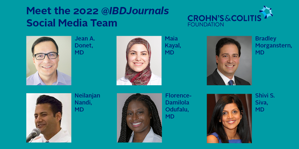 Meet our 2022 social media team! <a href="/JeanDonet/">Jean Donet</a> <a href="/MaiaKayalMD/">Maia Kayal MD</a> <a href="/bradmorganstern/">Brad Morganstern, MD</a> <a href="/FITWITMD/">Neilanjan Nandi, MD, FACG, AGAF, FCCF, FACP</a> <a href="/DamieOdufaluMD/">Damie Odufalu</a> <a href="/SivaShivi/">Shivi S Siva M.D. aka Shivi S. Sivanantham</a>