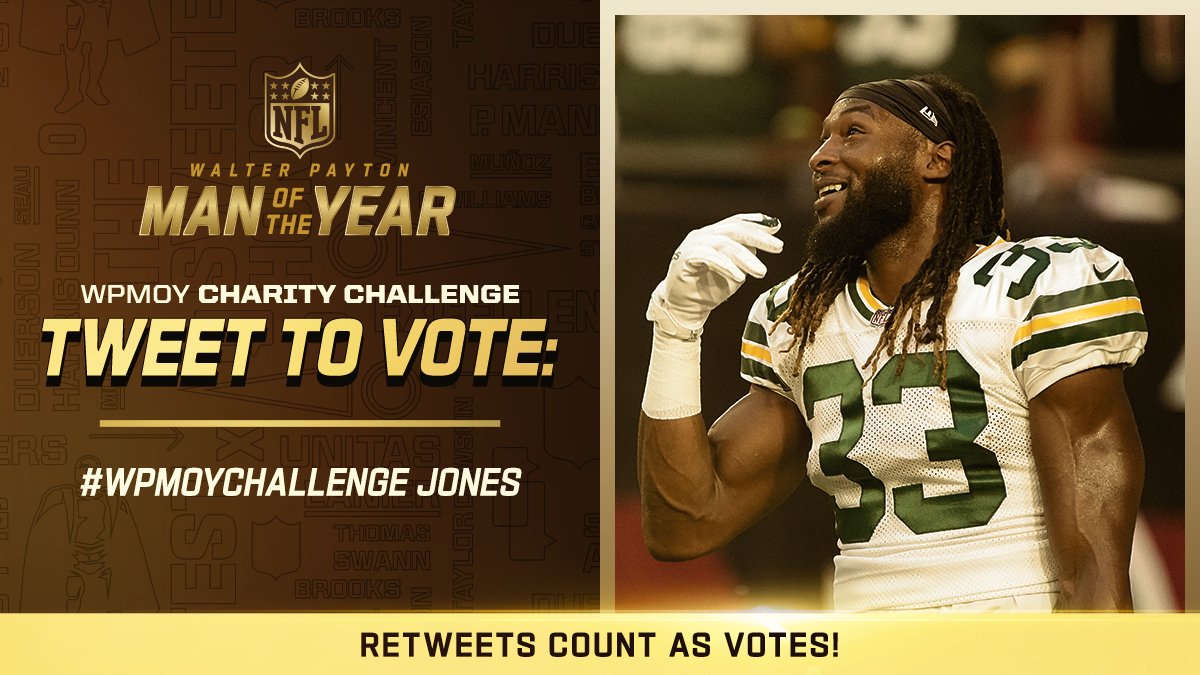 Our brand ambassador Aaron Jones is a nominee for the Walter Payton Man of the Year Award. RT to vote for @showtyme_33 because today your tweets count twice!  #WPMOYChallenge
