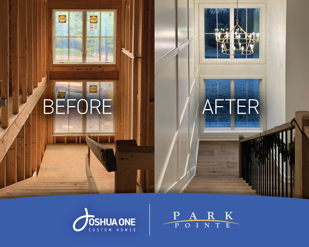 JoshuaOneGroup's tweet image. New Year's Resolution: Continue building amazing new custom homes for families across the region. This is a before and after shot at one of our new homes in Park Pointe in Northern Kentucky. Visit joshuaone.com to see all of our properties and schedule a private tour.