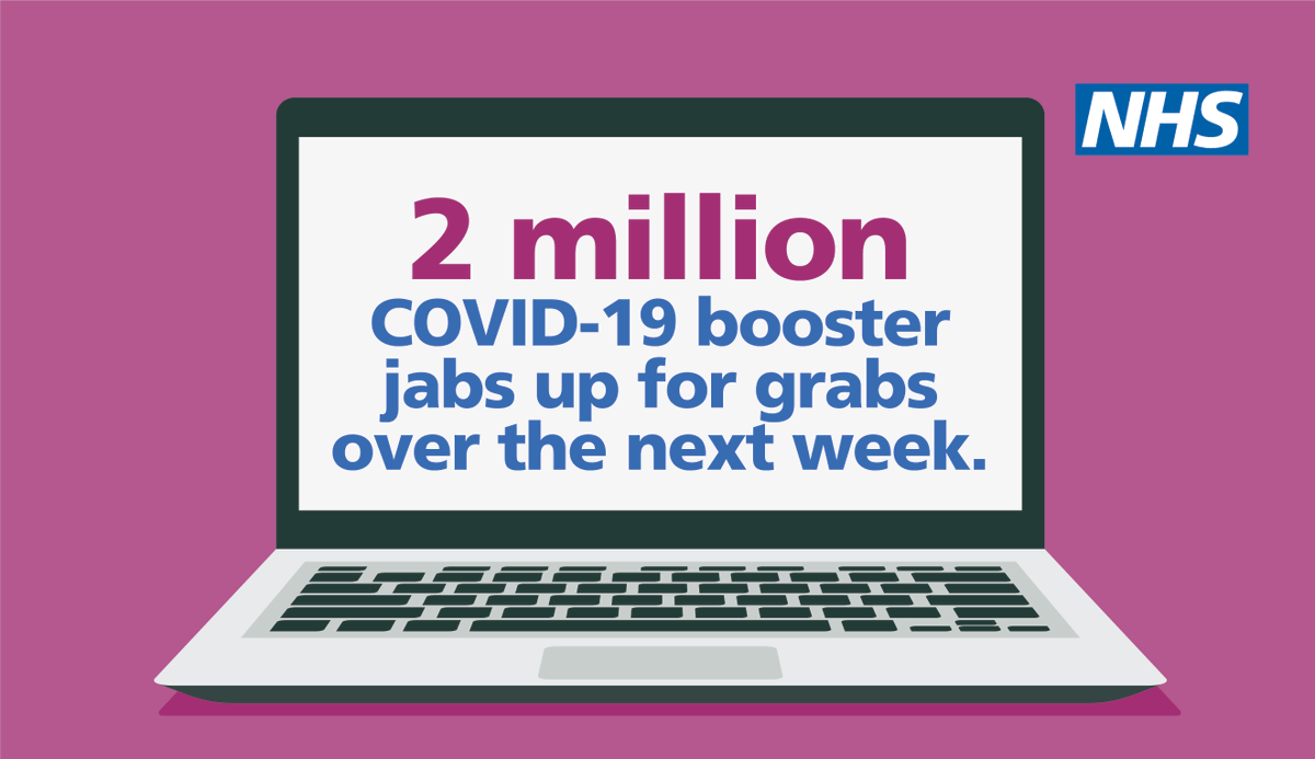 NHSEngland's tweet photo. There are two million COVID-19 booster jab appointments available over the next week.
 
If you haven’t yet had your COVID-19 booster vaccine, please do come forward and get the best protection from the Omicron variant. #GetBoostedNow ➡️https://t.co/L5h60694Sr https://t.co/OIWx66vG3q