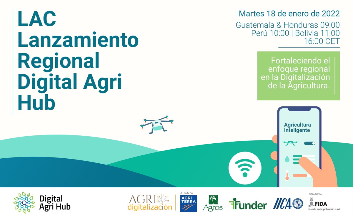 AgriterraLAC's tweet photo. #SaveTheDate
Este 2022, no se pierdan el lanzamiento de Digital Agri Hub (@D4Ag_) para LAC
🗓️18 de enero
⏳ GTM &amp; HDN 9h / PER 10h / BOL 11h / CET 16h
¡Sígannos para más detalles!
#D4AG #AGRIdigitalización #TransformaciónDigital #Cooperativas #Agrarias #pequeñosproductores https://t.co/V5zbkKAvMs