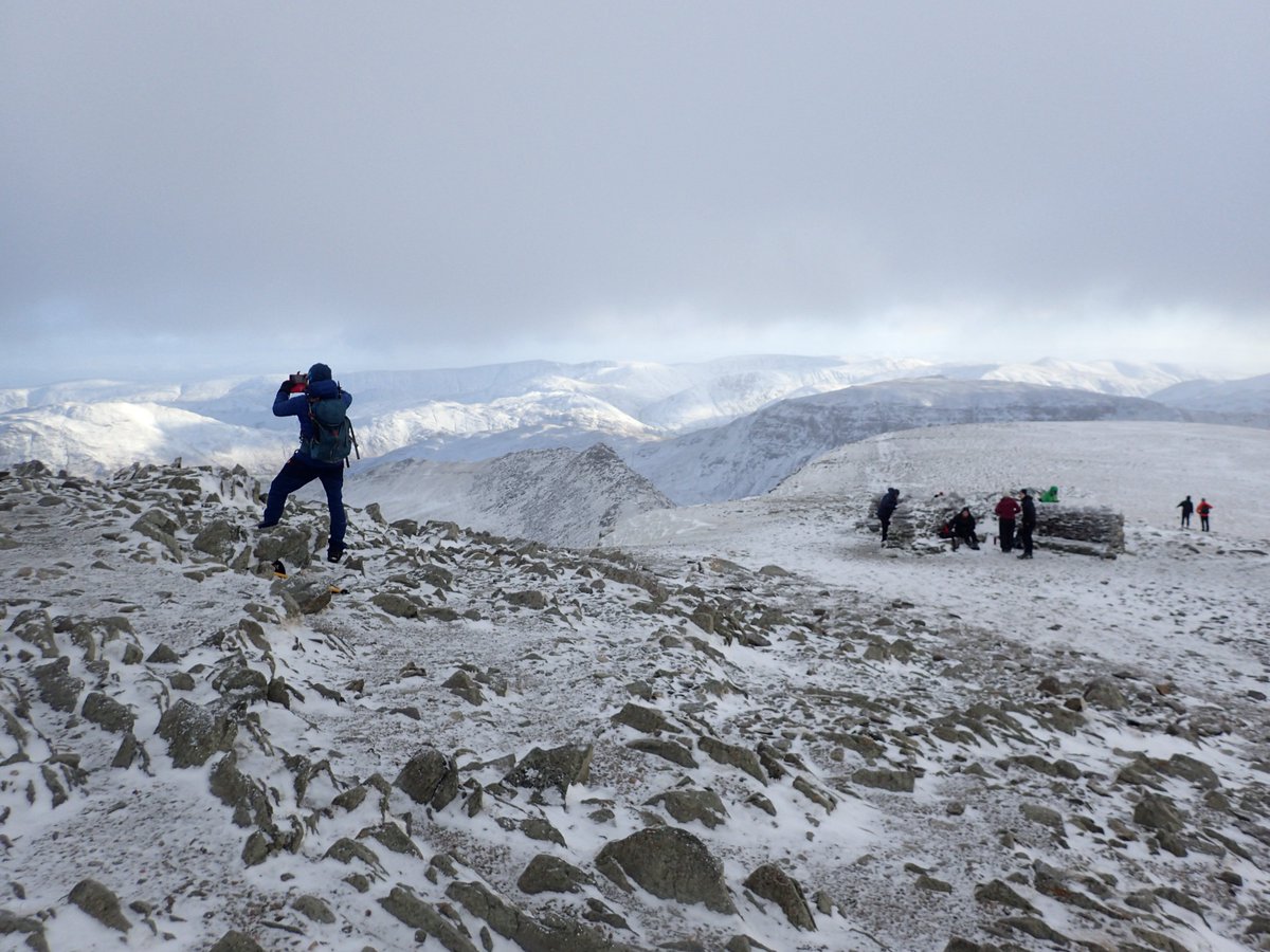 A day for taking summit photographs! With a windchill of minus 12 &amp; lots of ice underfoot, it was not a day for shorts &amp; trainers. There were also people out without rucksacks. Extra layers are not only for emergencies - they also allow you to linger on the summit &amp; enjoy it! Jon
