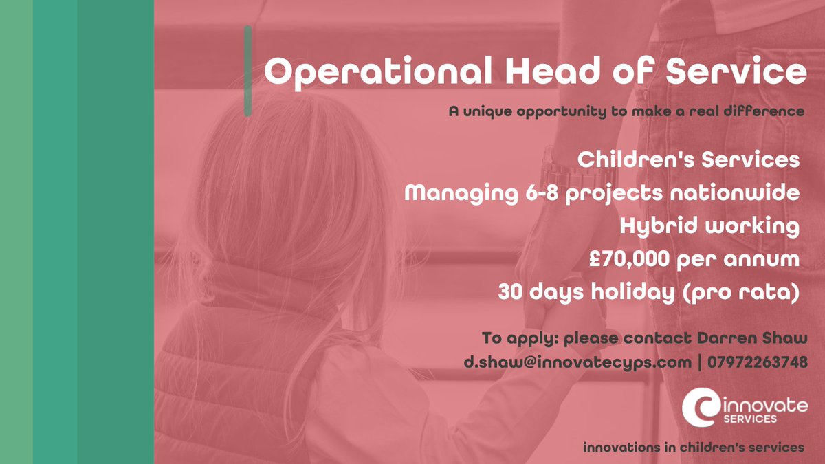 - New Year, New Role? - Do you have the skills we're looking for to join Innovate's expanding team as an Operational Head of Service? 

⭐ Deadline for CVs January 14th⭐

For full details on this role or to apply, please visit: sanctuarypersonnel.com/job/operationa…

#childrensservices #newjob