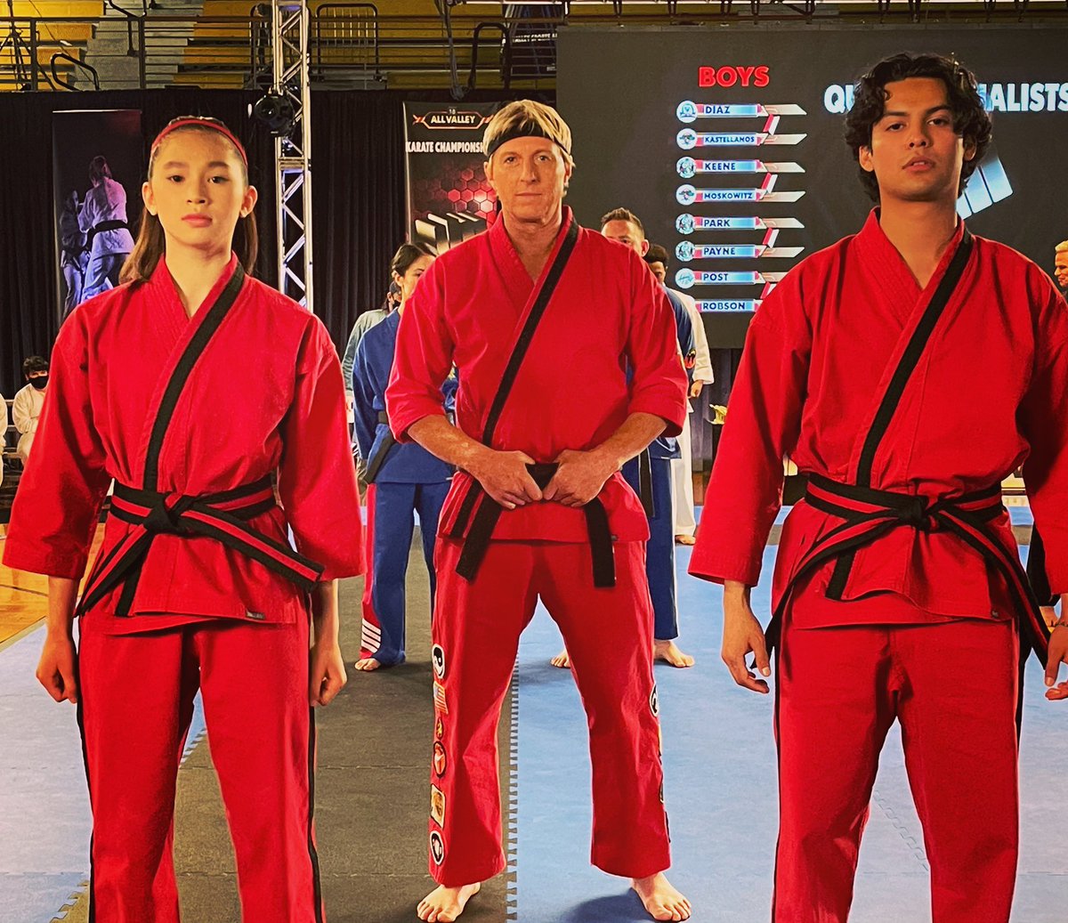 jonhurwitz's tweet photo. Eagle Fang’s greatest hopes. #CobraKai #Netflix #behindthescenes https://t.co/3u4TE3uOh6