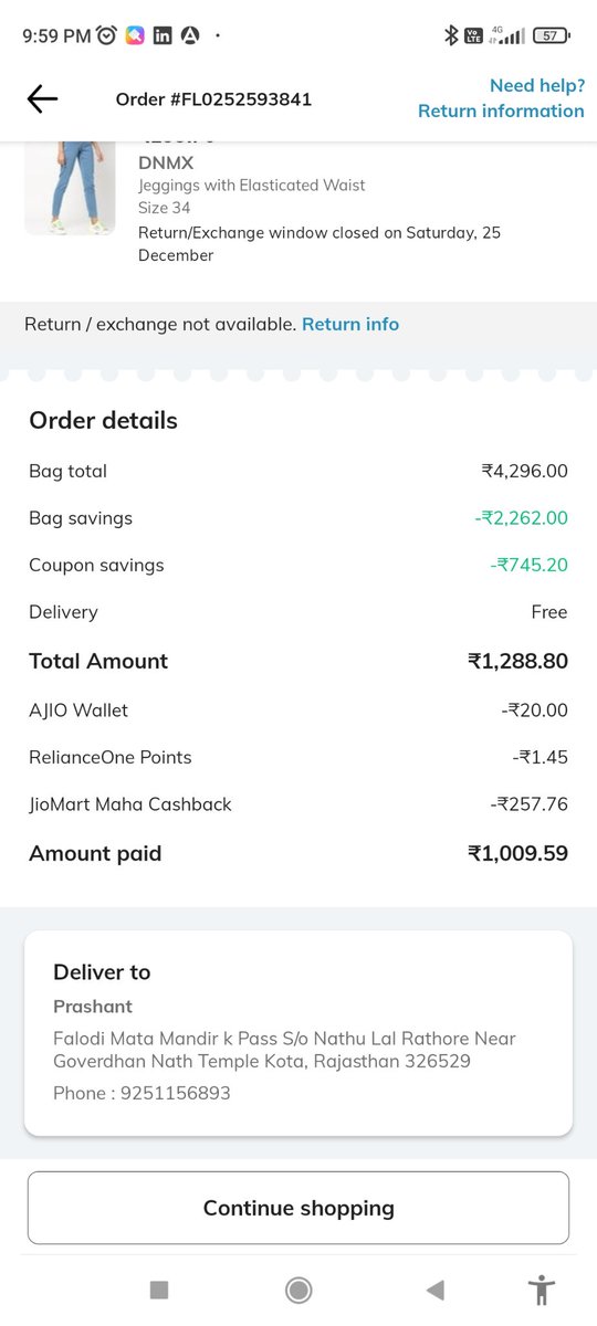 prashant92511's tweet photo. @AJIOLife For clearfication please call on 9251156893

Order detail you can find in below screen shot

Please read or check all previous attached screen shot as well. 

Partial cashback received only https://t.co/L8EZifxbZo