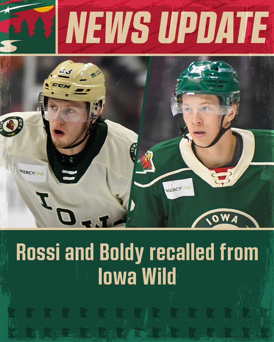 It's happening!

The #mnwild has recalled forwards Matt Boldy and Marco Rossi from the <a href="/IAWild/">Iowa Wild</a> to the taxi squad.

More » bit.ly/3pUJ40U