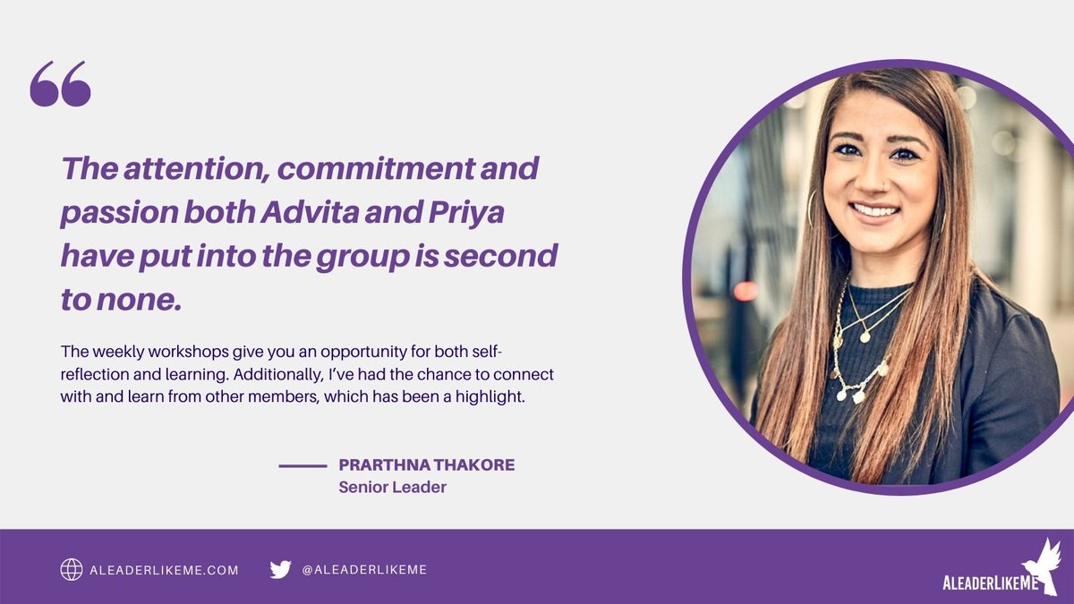 <a href="/prarthnathakore/">Prarthna Thakore</a> thank you for sharing your story with us. 
The Flight program helps women* of colour build confidence and courage to progress in their
careers. 

*We welcome non-binary and transgender people of colour who understand the women-of-colour experience

#ALeaderLikeMe