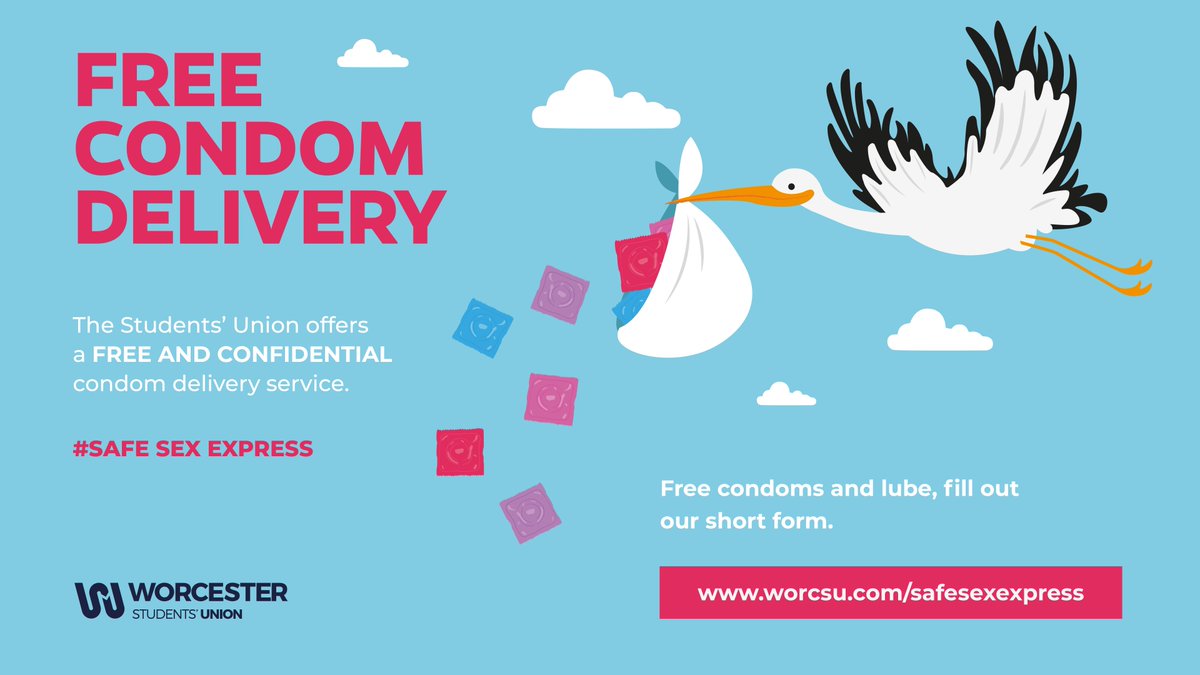 worcsu's tweet photo. Safety is important! This is why our Safe Sex Express offers free and discreet condom delivery to all students at the University of Worcester.

Just fill out our short form to request yours and have them delivered straight to your door - https://t.co/4bzBkVhEsY https://t.co/1aPgBu9a5y