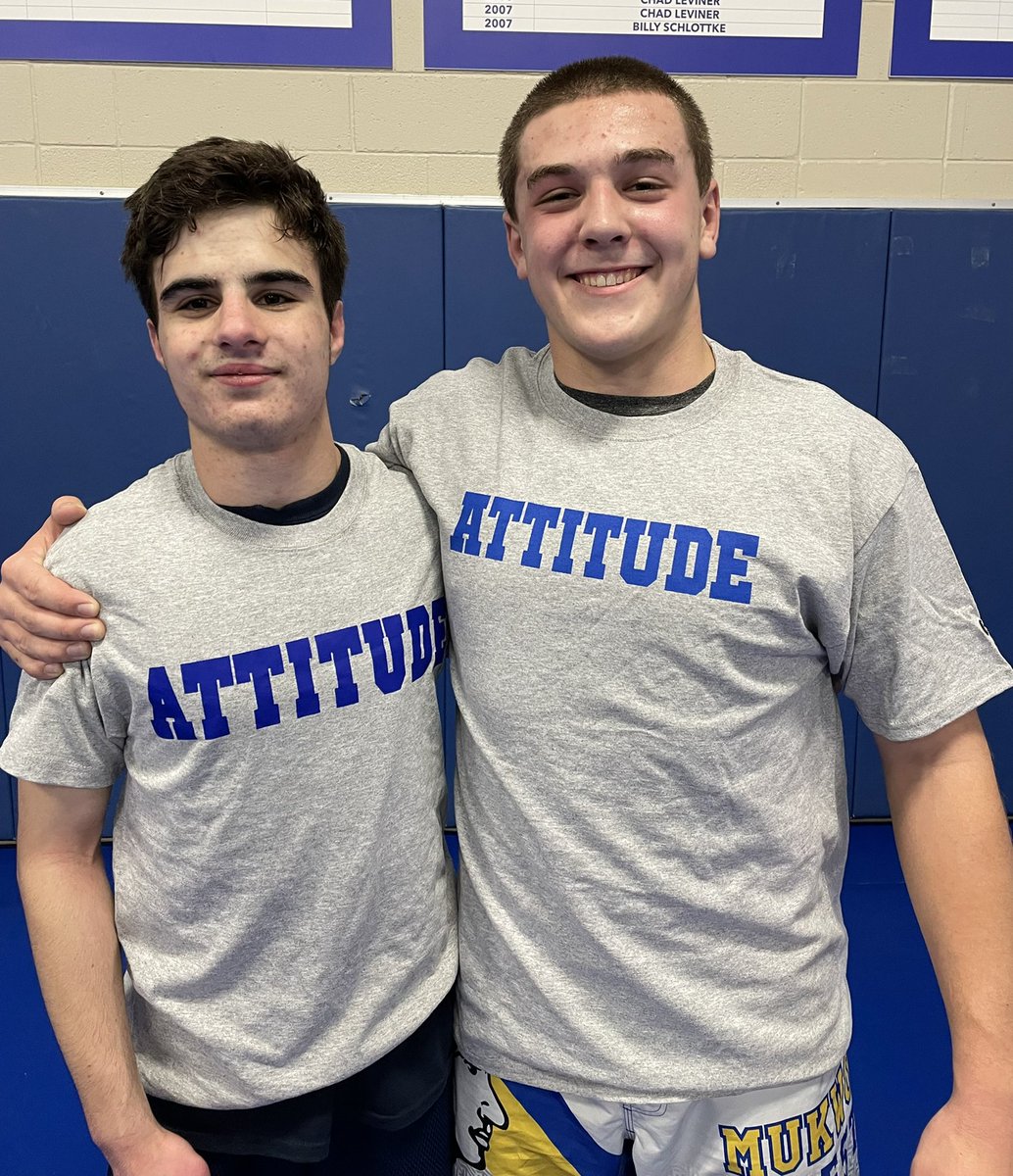 ATTITUDE T-Shirt Recipients!

Nick Needham, big pin to clinch team win in final match vs. Washington, IL.

Hayden Chitwood, 5-0 at The Flavin with 5 pins.  Soph who began season injured &amp; coming on!!!

Both love wrestling &amp; have great practice room habits!!!

#RepresentingTheTOWN