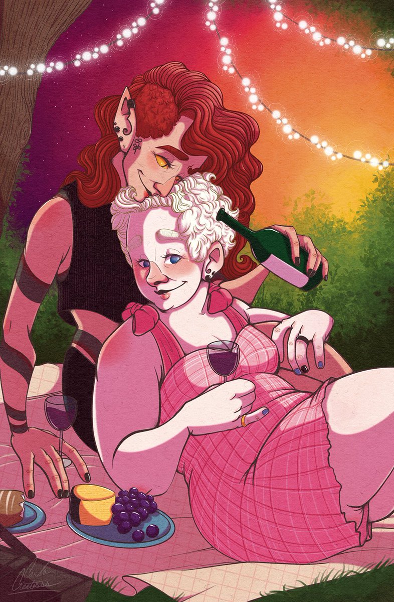 CarlaCreatesss's tweet photo. It completely slipped my mind to post my art for the @ineffablewives_  zine! D: 💔
So... Here it be. UwU💗💗💗 I love Crowley's tattoo &amp; you may recognize Azi's romper/dress. ;3 But yah! It was great fun contributing and I do so hope you all enjoy. 💗💗💗💗💗
#IneffableWives https://t.co/xMWOvzWMGs