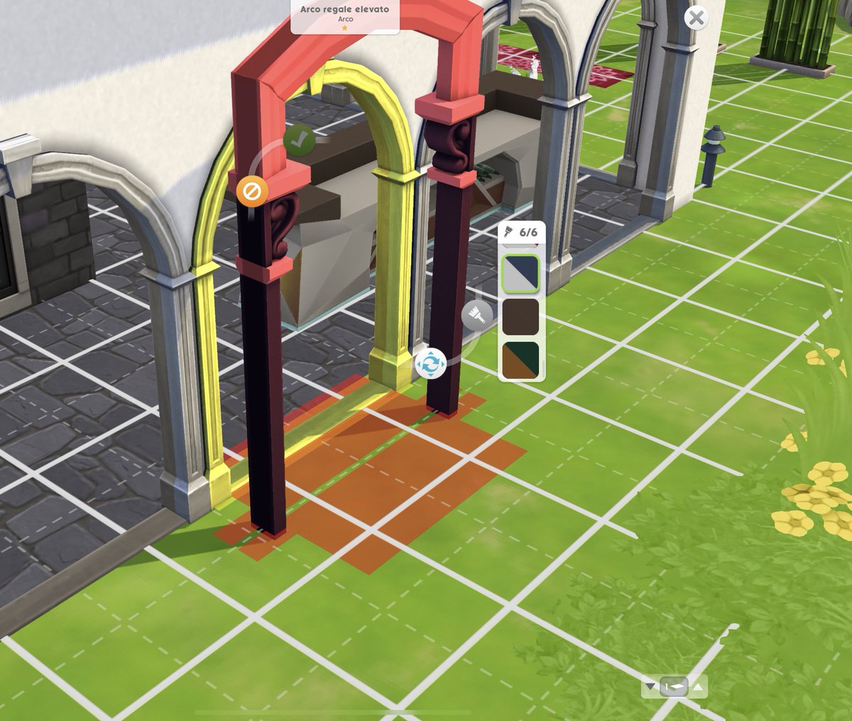 Sking62920182's tweet photo. After 3 years the team should know that we need items with the smallest shadows possible, but every time they release new items they occupy a lot of space. There are no animations so why?
Anyway this arch is glitches, you can see the walls through the sides #TheSimsMobile https://t.co/XXaaZEWgvd