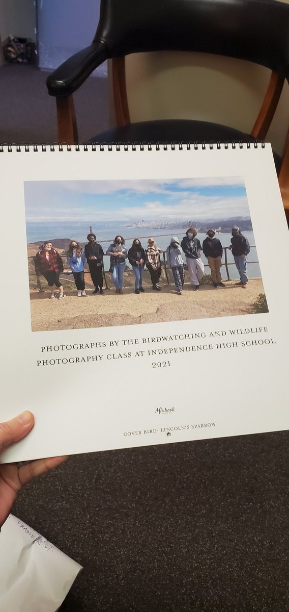 LauraDudnick's tweet photo. What an amazing surprise to find on my desk! A 2022 calendar of photographs by @SFIndependence students from their birdwatching class!! Thank you so much @MsKlafter 💜🌟 https://t.co/drw307oxH1