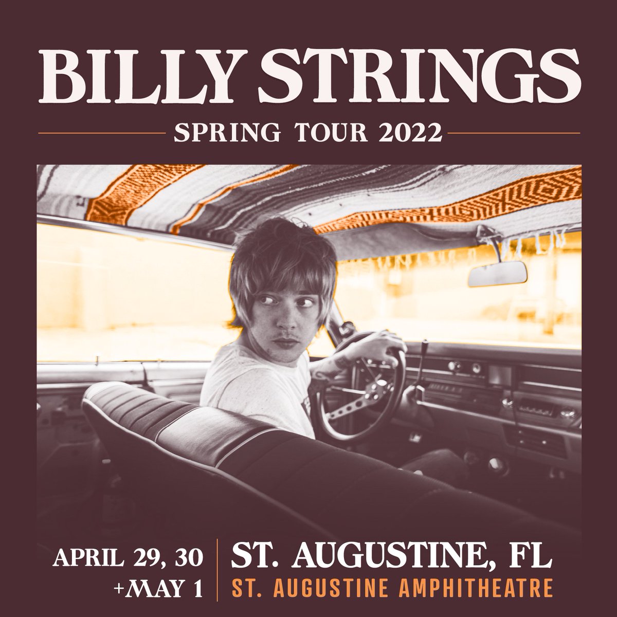 The St. Augustine Amphitheatre (@theampsa) on Twitter photo Get ready... because Grammy Award-winning bluegrass phenom <a href="/BillyStrings/">Billy Strings</a> is returning to The Amp for 3 nights on April 29, 30 and May 1! Set your reminders - tickets go on sale this Friday, January 7 at 11am ET! Get ready... because Grammy Award-winning bluegrass phenom <a href="/BillyStrings/">Billy Strings</a> is returning to The Amp for 3 nights on April 29, 30 and May 1! Set your reminders - tickets go on sale this Friday, January 7 at 11am ET!