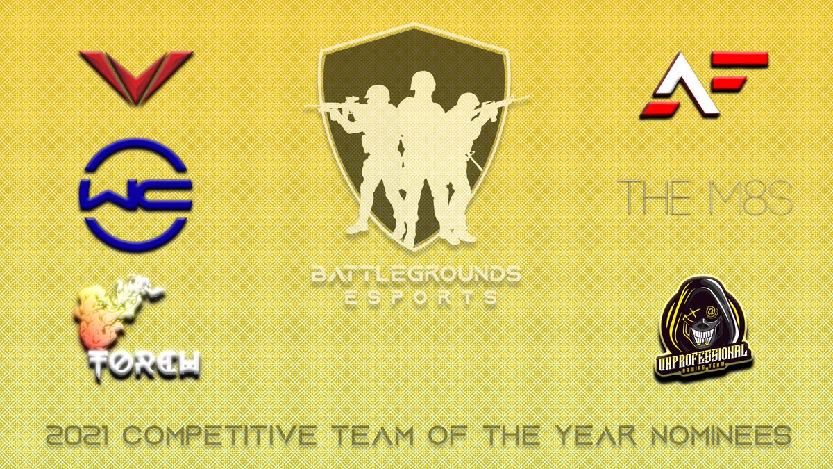 These teams represent the best of console <a href="/PUBGEsports/">PUBG Esports</a> competing in the BGE for 2021.

<a href="/TheM8sPubg/">TheM8s</a> 
<a href="/UnproGT/">Unprofessional Gaming</a> 
<a href="/AffinityTheTeam/">Affinity</a> 
@_TorchGaming 
<a href="/WCtheteam/">Winners Circle</a> 
<a href="/VigorousEST/">Vigorous</a> 

Vote for the best comp team and more here >> docs.google.com/forms/d/e/1FAI…