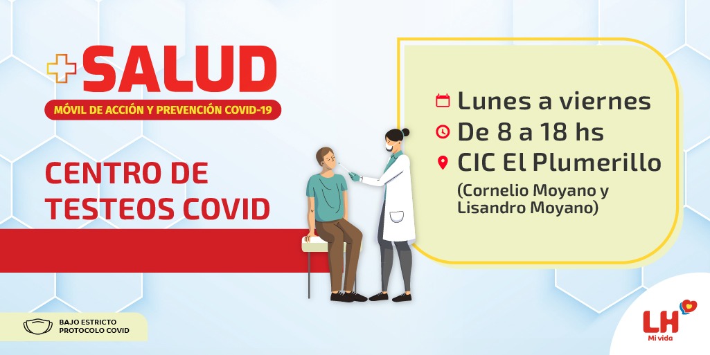 lasherasmza's tweet photo. 👨⚕️🚐 👧🏻🧒🏻 Móvil #MasSalud
😷Centro de #Testeos #Covid19 en el #ElPlumerillo
📍 De lunes a viernes ⌚ De 8 a 18 horas en CIC El Plumerillo (Cornelio Moyano y Lisandro Moyano)
⚠️ Presentarse con DNI.
#NosSeguimosCuidando #prevencion #SaludLH #covid #pandemia https://t.co/FqNQ0Zo32s