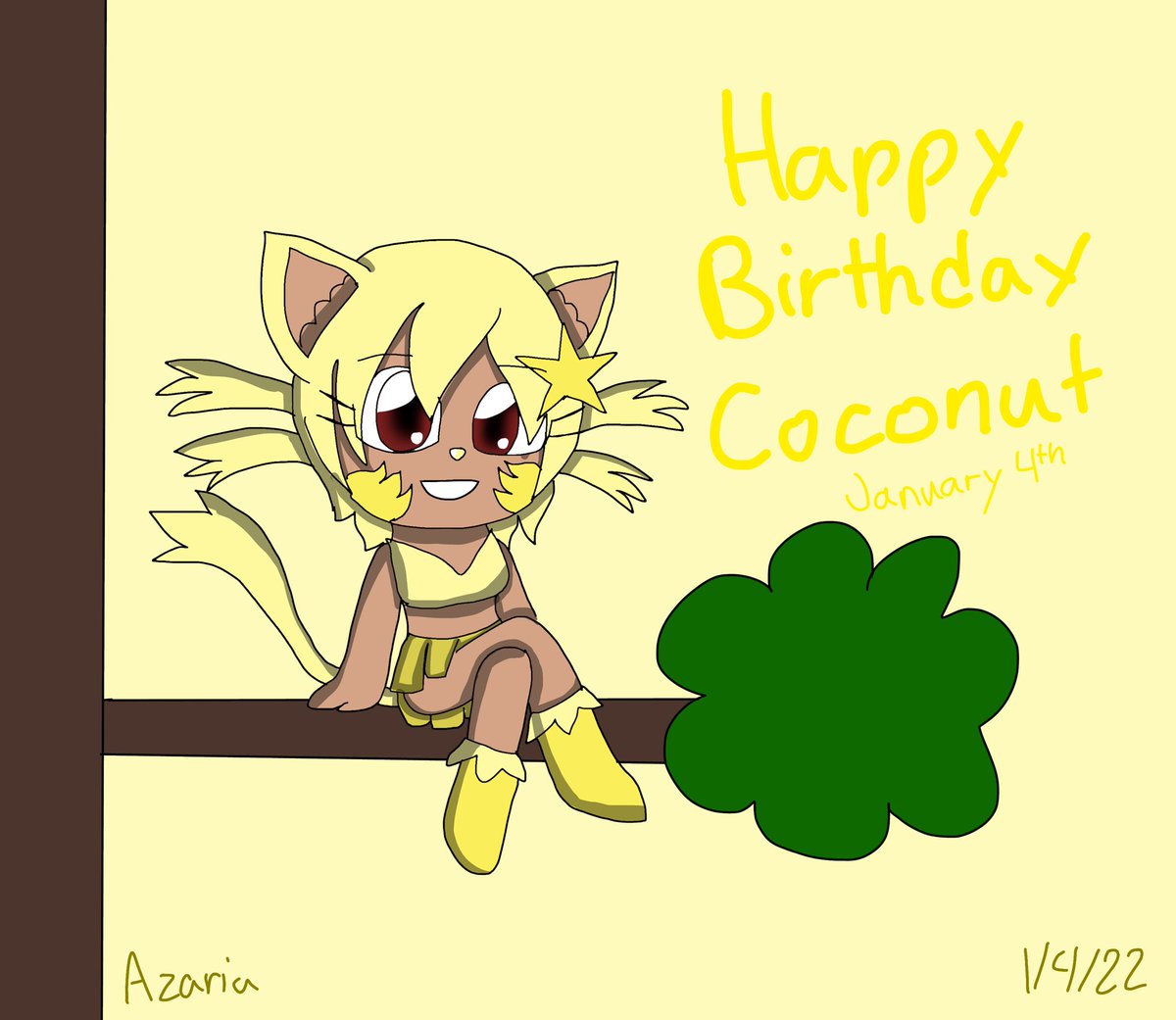 VioletMoonAnima's tweet photo. Happy Birthday Coconut 🥥 

(#AzariaReese #AzariaReesedraws #ThunderReese #Azaria_Art #Azaria_FC #violetmoonlight) 

Tags: #AngelCarsonal #CoconutBadger #birthday #fictionalcharacter #anime #drawing #digitalart #ibisPaintX #ArtistOnTwitter #artoftwitter https://t.co/z1j3dFWlAF
