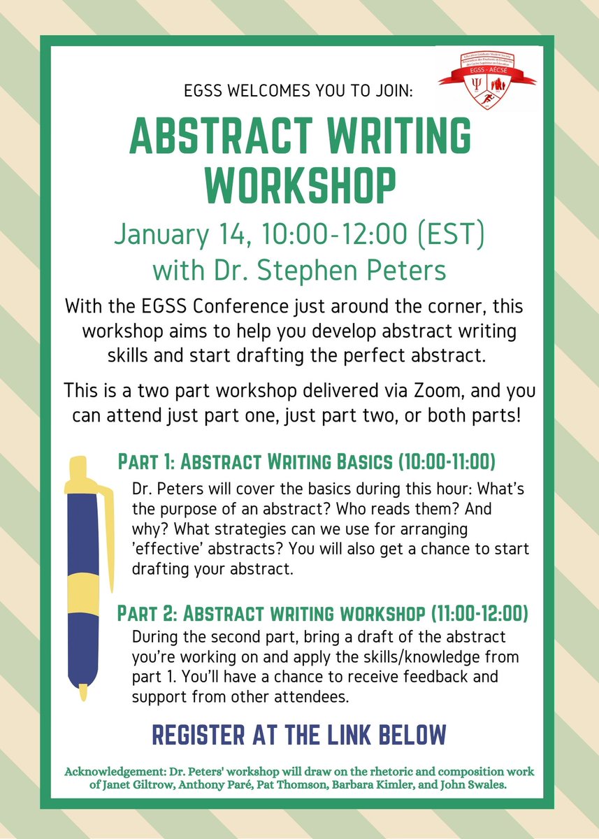 Did you know an excellent abstract could earn you a conference award? Boost your abstract writing skills by joining a workshop led by Dr. Stephen Peters on January 14, 10:00-12:00 (EST). Register here: docs.google.com/.../1FAIpQLSef…