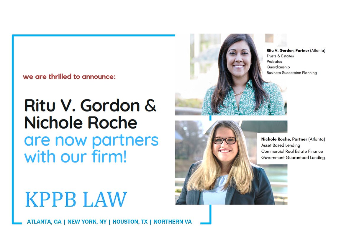 kppb_law's tweet photo. Ritu V. Gordon https://t.co/Mgs7Lr806J &amp; Nichole Roche https://t.co/8D5rnqemd3 are now partners of the firm! #trustsandestates #lending #kppblawpartners https://t.co/c4rk8cpJdg