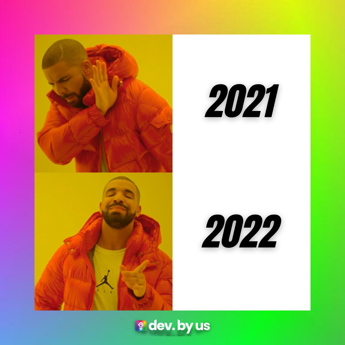 BIG MOOD! Happy New Year 🚀

We’re back &amp; open for 2022 over here 👈🏾

Please enjoy this meme, we made it for you ❤️

#devbyus #webdesigner #webdesign #webdesignagency #webdevelopment #creativeagency #creativeagencyuk  #southsea #madewithcanva #designer #meme #drake #2022NewYear