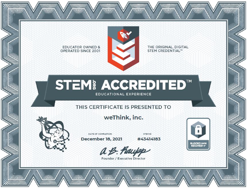 wethink_inc's tweet photo. We are kicking off 2022 by announcing that we are STEM Accredited!

#stem education is more than just learning job-specific skills like coding. Teamwork, leadership, and communication are at the core of every successful career path.

#buildingbetterhumans
#education 
#esportsedu https://t.co/7Khuqwt7fZ