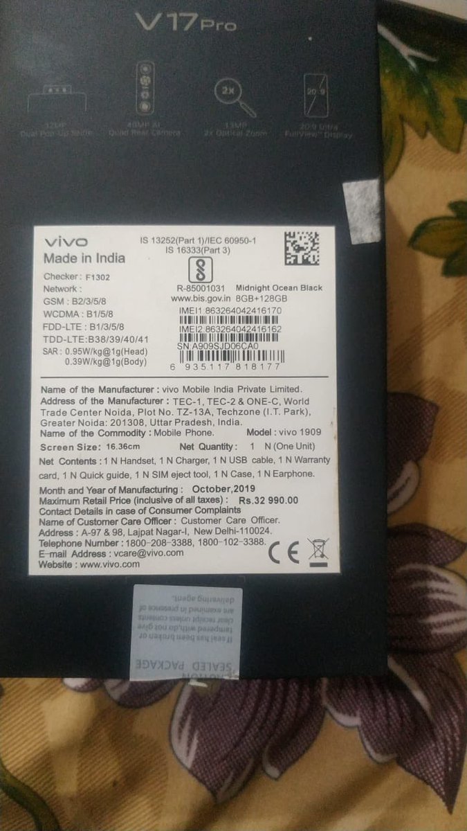 SunnyTi42464695's tweet photo. @Vivo_India my vivo v 17 pro get stolen IMEI1 863264042416170
IMEI2 863264042416161
SN: A909SJD06CA0
Please help &amp; block phone with IMEI number because all my data in this &amp; some  misuse it so please block it.thank you https://t.co/BvADBjgY0x