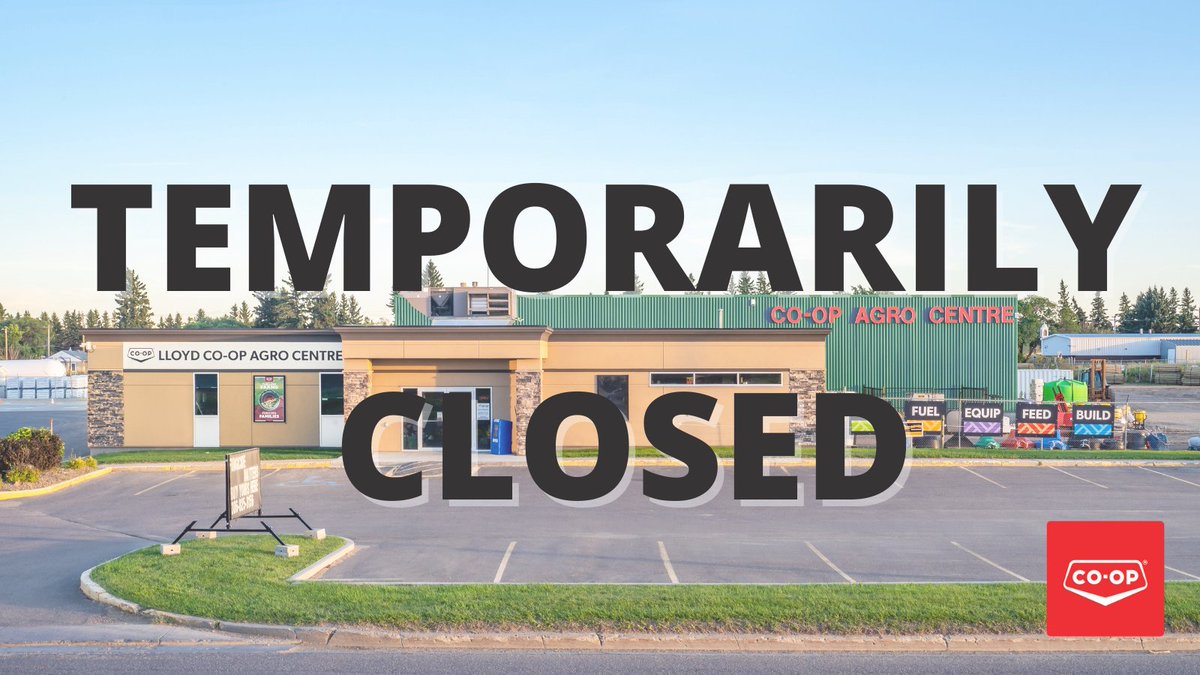 LloydCoop's tweet photo. Our Lloydminster Co-op Agro Centre (4515-52 Street location) is temporarily closed today, Tues, Jan 4, due to an issue caused by the cold snap. Cardlock services continue at this location, and emergency agro service can be provided by calling 306-825-8180. 

#yllcoop #local https://t.co/QpyH4AtzZo