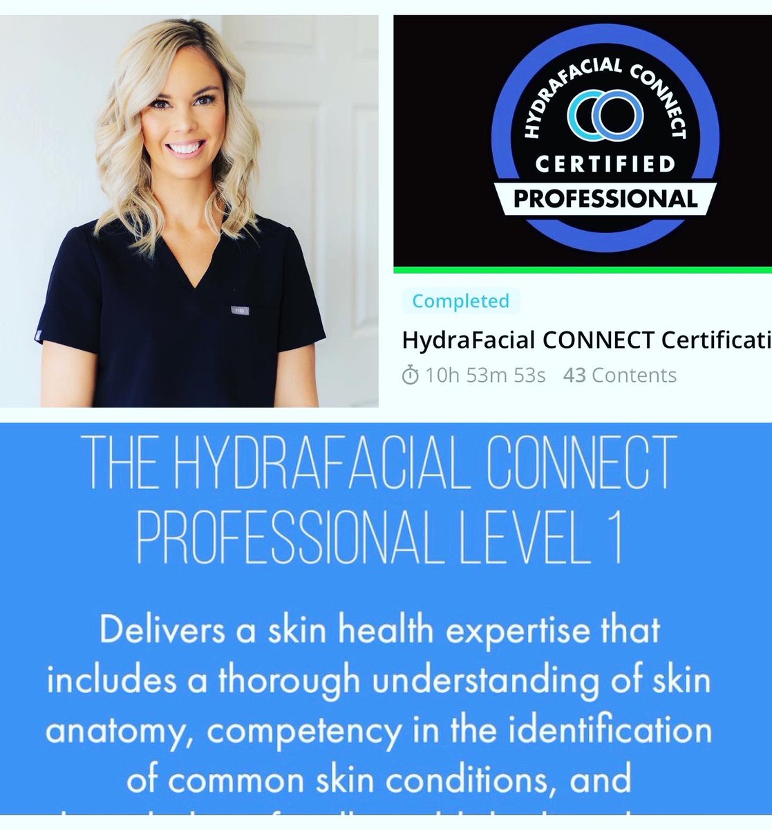 Congratulations Kendra connect level 1 for Hydrafacial continued education 🎉 #hydrafacial #hydrafacialconnect