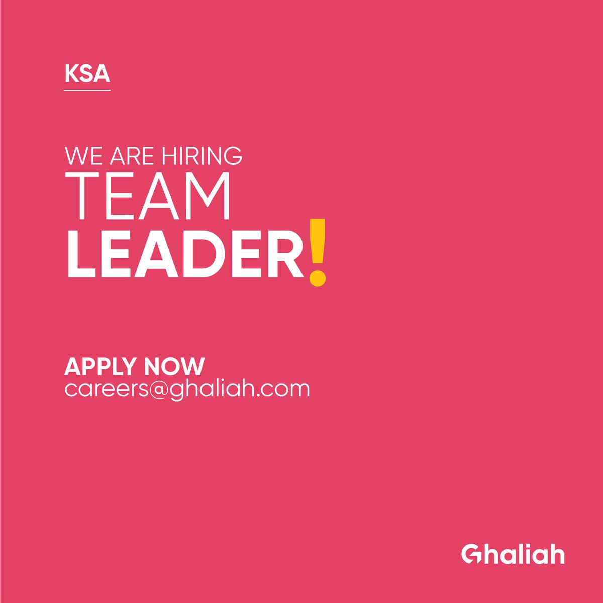 GhaliahTech's tweet photo. Be part of Ghaliah KSA Team

Apply now
careers@ghaliah.com

#ksa
#hiring
#ghaliah https://t.co/4WqZ8E41dX