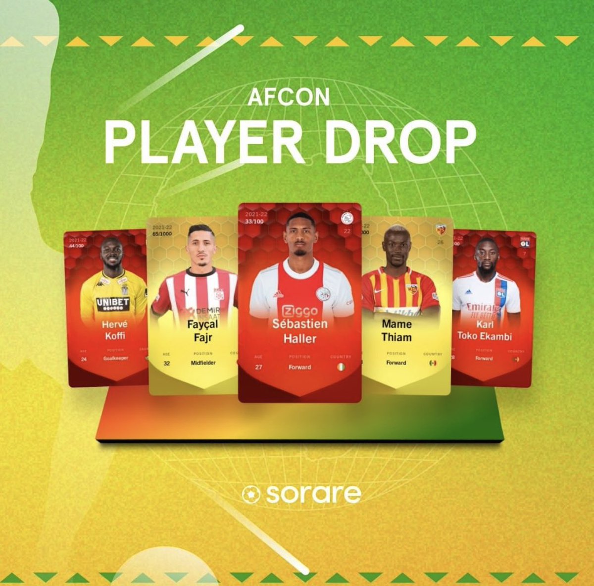 Are you ready to celebrate the #AFCON with #Sorare? 

Join us for the Africa Cup of Nations with 24 hours of AFCON player auctions. Grab your very own #NFT collectible card.

Sign up now: sorare.com/r/borissia