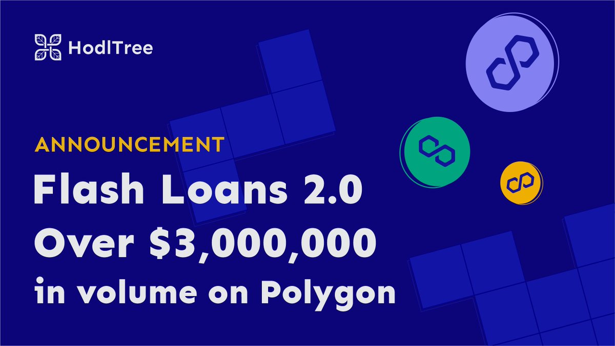 Yet another milestone for our Flash Loans 2.0 - the module volume on @0xPolygon has exceeded $3M! Join #HodlTree if you haven't already, and remember that Flash Loans 2.0 doesn't require any particular skills and can be used for advantageous #stablecoins exchange with 0 slippage!