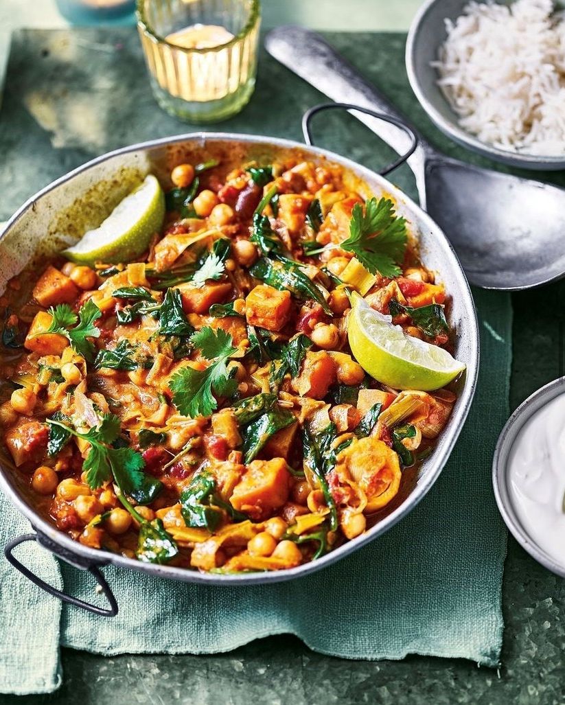 WinesofGermany's tweet photo. Happy #Veganuary! Escape the cold with a hearty vegan sweet potato &amp; chickpea curry from @deliciousmag. Pair it with a glass of German Riesling – the high acidity in the wine will cut through the creamy coconut milk sauce. 
#GermanWineWith 
Full recipe: https://t.co/MrwjBTQf3r https://t.co/M8eyiLRvjn