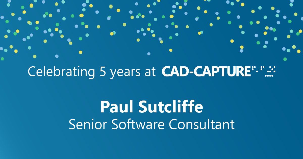 cadcap's tweet photo. Huge thank you and congratulations to our Senior Software Consultant, Paul Sutcliffe, who is celebrating 5 years here at Cad-Capture! Thank you for your hard work, dedication, and commitment these past 5 years.
#ThankYou #TeamCadCapture #WorkAnniversary #5Years https://t.co/wcE9dAOViA
