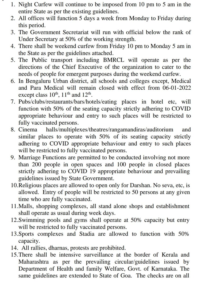 bhatinmaai's tweet image. #karnatakalockdown 
With numbers doubling, #Karnataka Govt orders weekend curfew, schools in Blore  to be shut for 2 weeks, weekends to only have essential commodities and parcel services at hotels. 
 "All Rallies, Dharnas, Protests Are Prohibited"